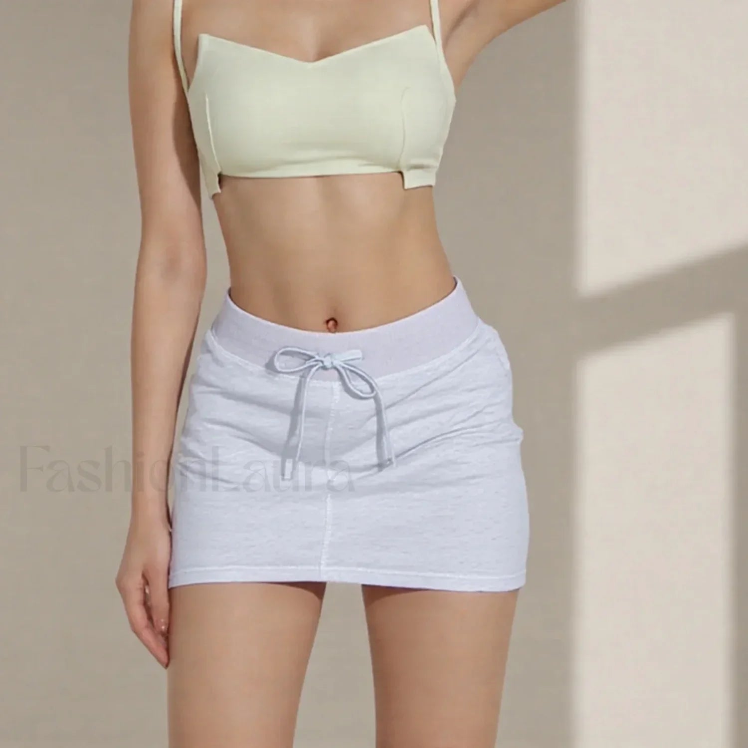 Solid Drawstring Bodycon Skirt