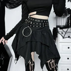 Solid Drawstring Ruched Mini Skirt