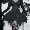 Solid Drawstring Ruched Mini Skirt