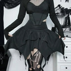 Solid Drawstring Ruched Mini Skirt