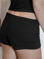 Solid Elastic Low Waist Short
