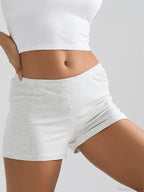 Solid Elastic Waist Sleep Short