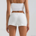 Solid Elastic Waist Slim Short