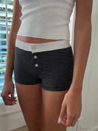 Solid Heart Print Elastic Short