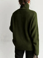 Solid High Neck Knit Sweater