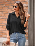 Solid Lapel Pullover Knit Blouse Elegant Blouse