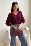 Solid Minimalist Cutout Chic Cropped Sweater