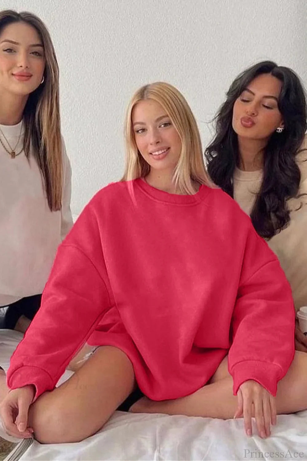 Solid Oversize Relaxed Pullover Sweatshirt