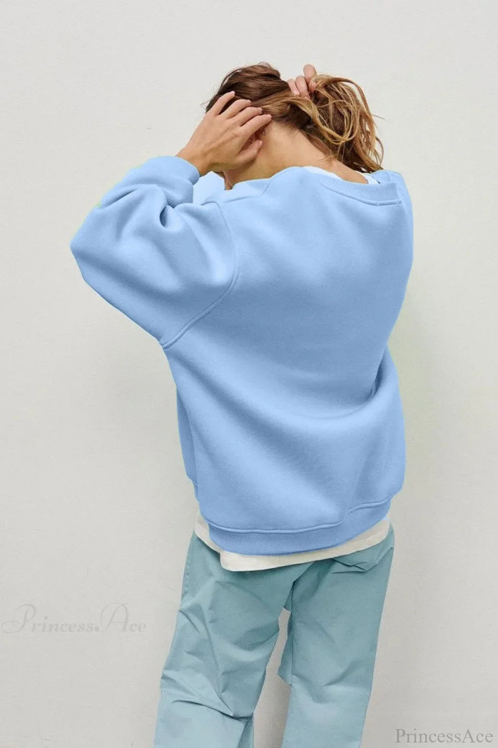 Solid Oversize Relaxed Pullover Sweatshirt