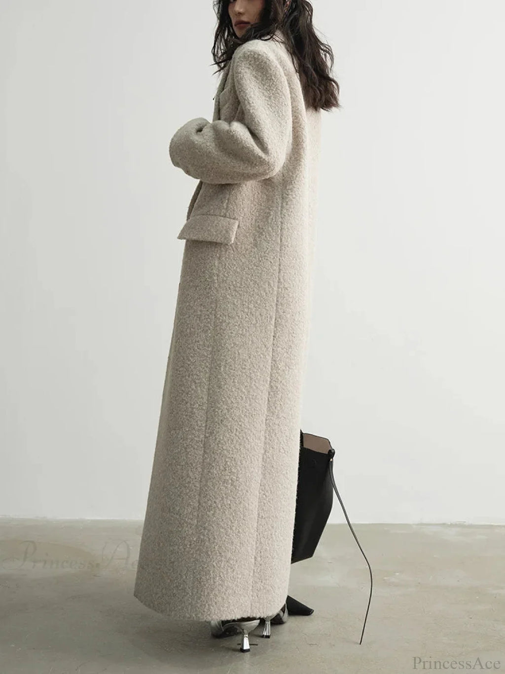 Solid Patchwork Long Sleeve Overcoat