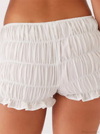 Solid Plaid Ruched Slim Short