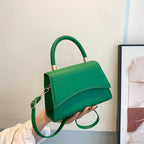 Solid PU Leather Designer Casual Crossbody Top Handle Handbag