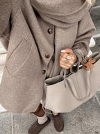 Solid Single Breasted Woolen Coat