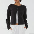 Solid Vintage Round Neck Button Cardigan