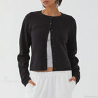 Solid Vintage Round Neck Button Cardigan