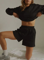 Solid Wide Leg Slant Pocket Short