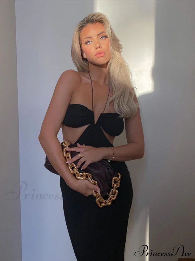 Spaghetti Strap Backless Maxi Dress