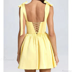 Spaghetti Strap Lace-Up Mini Dress
