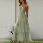 Spaghetti Strap V-neck Floral Dress