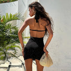 Sparkle Glitter Halter Mini Vacation Dress