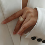 18K Gold Plated Cubic Zirconia Square Cigar Band Ring