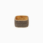 18K Gold Plated Cubic Zirconia Square Cigar Band Ring
