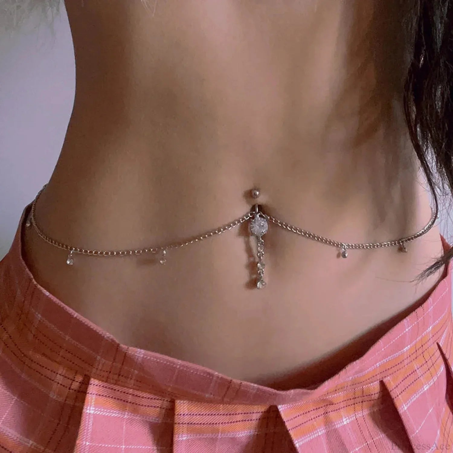 Sparkling Chain Gothic Dangle Belly Ring