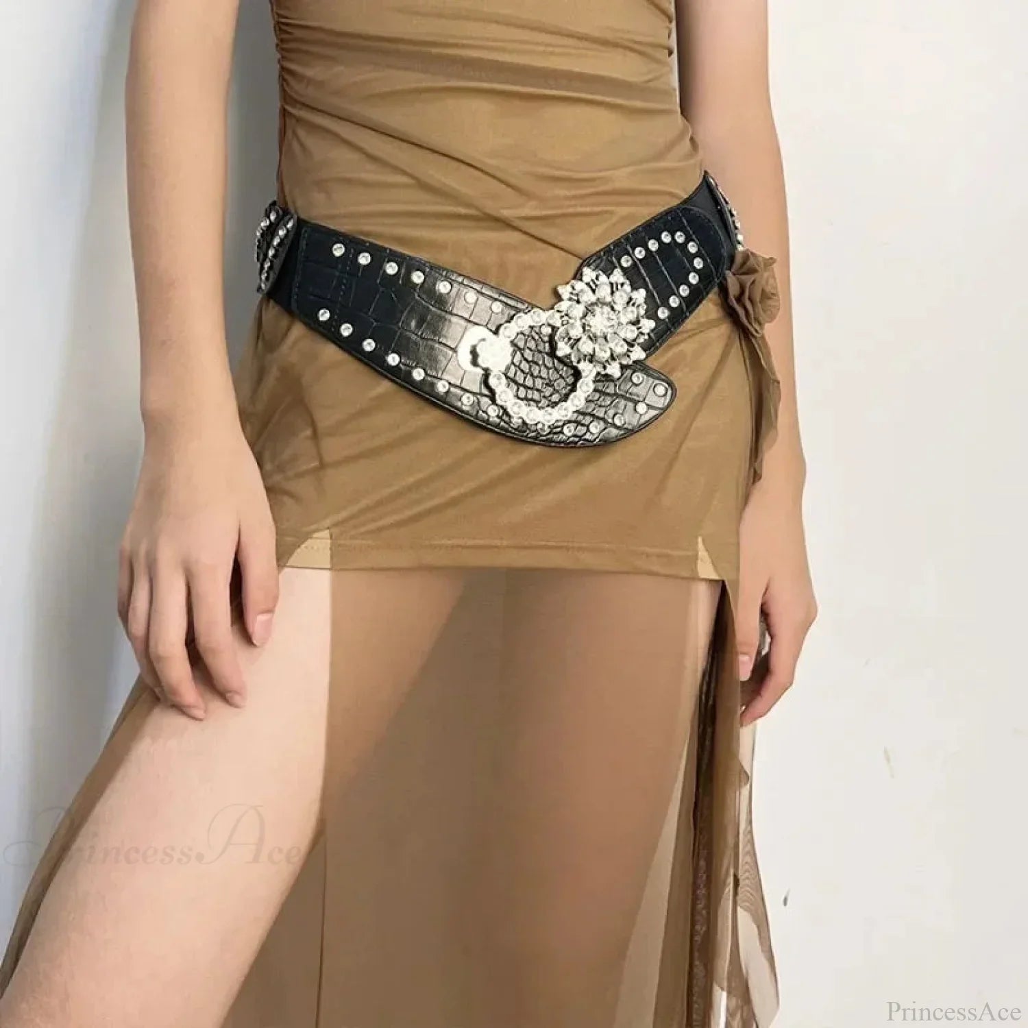 Sparkling Gothic Blossom Rebel Metal Belt
