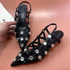 Sparkling Gothic Short Heel Sandal