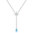 Sparkly Cubic Zirconia Star and Blue Topaz Heart Pendant Necklace