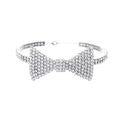 Crystal Bow Detail Choker Necklace - Silver