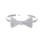 Crystal Bow Detail Choker Necklace - Silver
