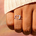 Rhinestone Heart Eternity Ring - Silver