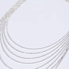 Rhinestone Tassel Layered Backdrop Necklace - Silver
