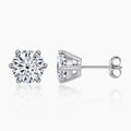 Sparkly Silver Moissanite Solitaire Stud Earrings Set