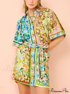 Special Satin Stylish Print Mini Dress