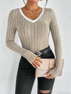 Spice Girl Sexy Thin V-Neck Design Personality T-shirt Women