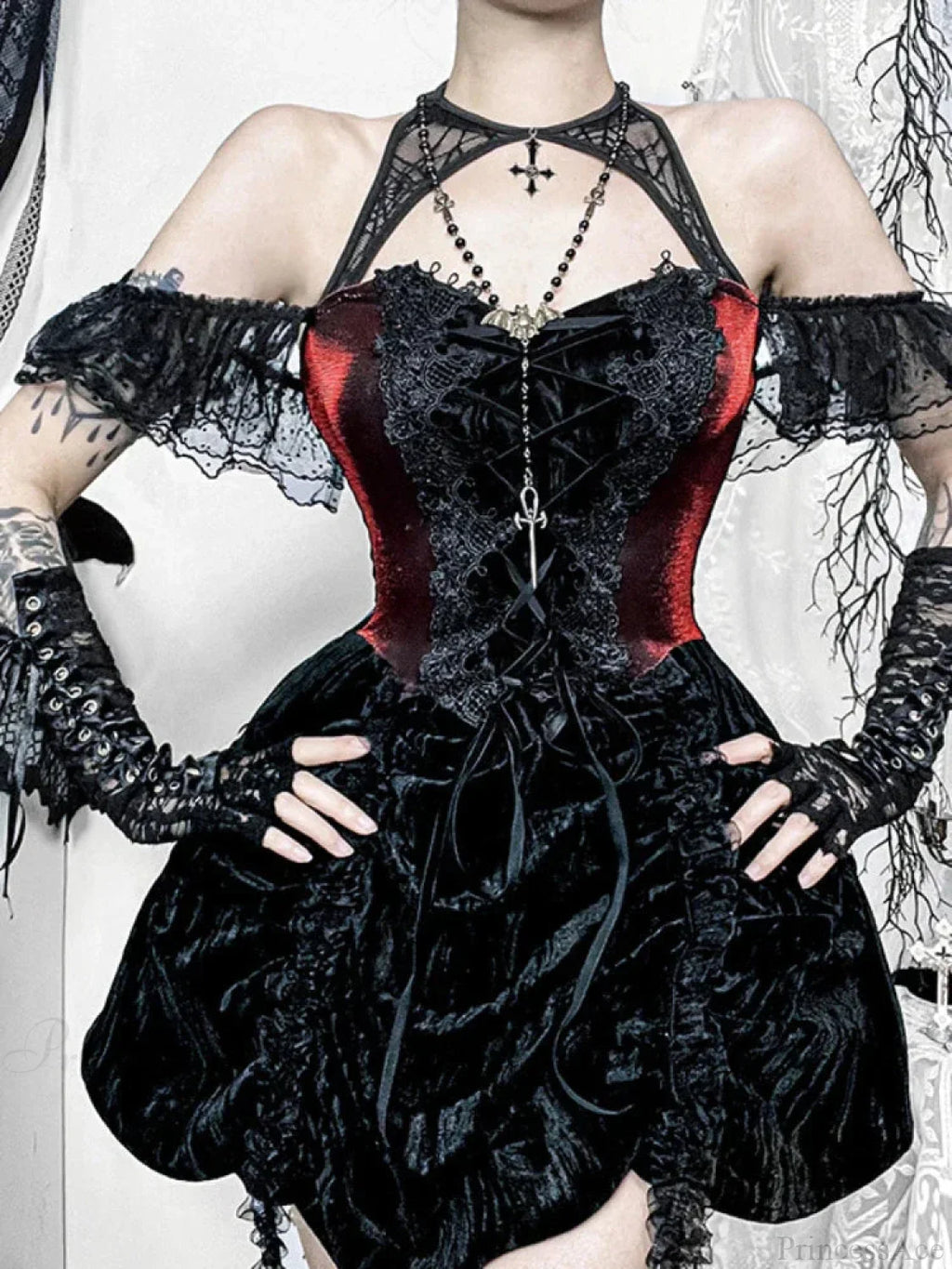 Spider Net Velvet Small Dress