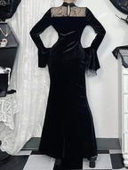 Spider Web Mesh Patchwork Long Dress