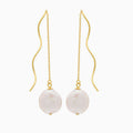Threader Earrings with Spiral Wire and Baroque Pearl Drop