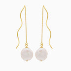 Threader Earrings with Spiral Wire and Baroque Pearl Drop