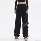 Spliced Chain Elastic Waist Pants