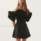 Spliced Flower Halter Mini Dress