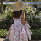 Spliced Square Neck Floral Dress