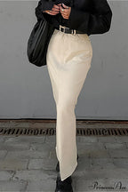 Split High Waist Slim Maxi Skirt