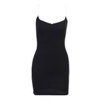 Trim Spaghetti Strap Mini Dress - Black