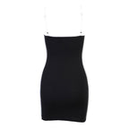 Trim Spaghetti Strap Mini Dress - Black