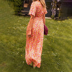 Esther Effortless Women's V Neck Summer Dress with Breathable Fabric Boutique Collection