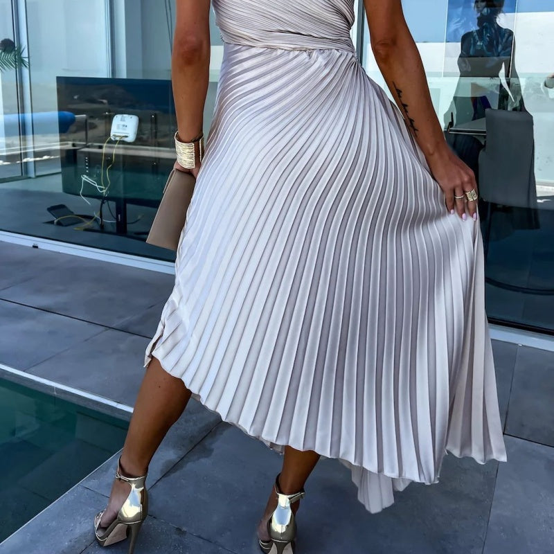 Alberta Luxe Maxi Dress with Hemstitch Evening Wear Edit