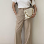 Elegant women's patchwork blazer with stand-up collar and trousers